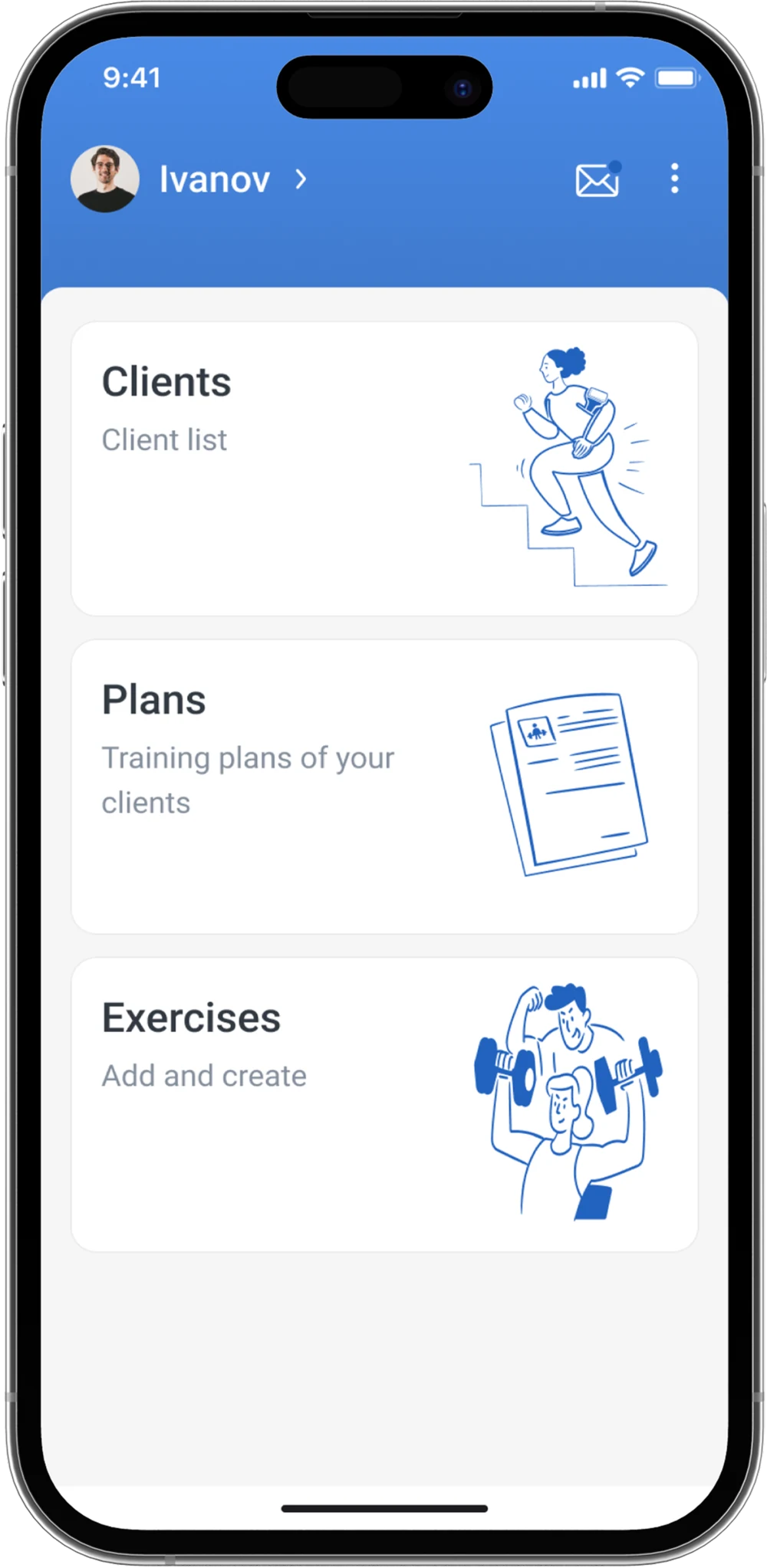 Trainer dashboard in Trainistry