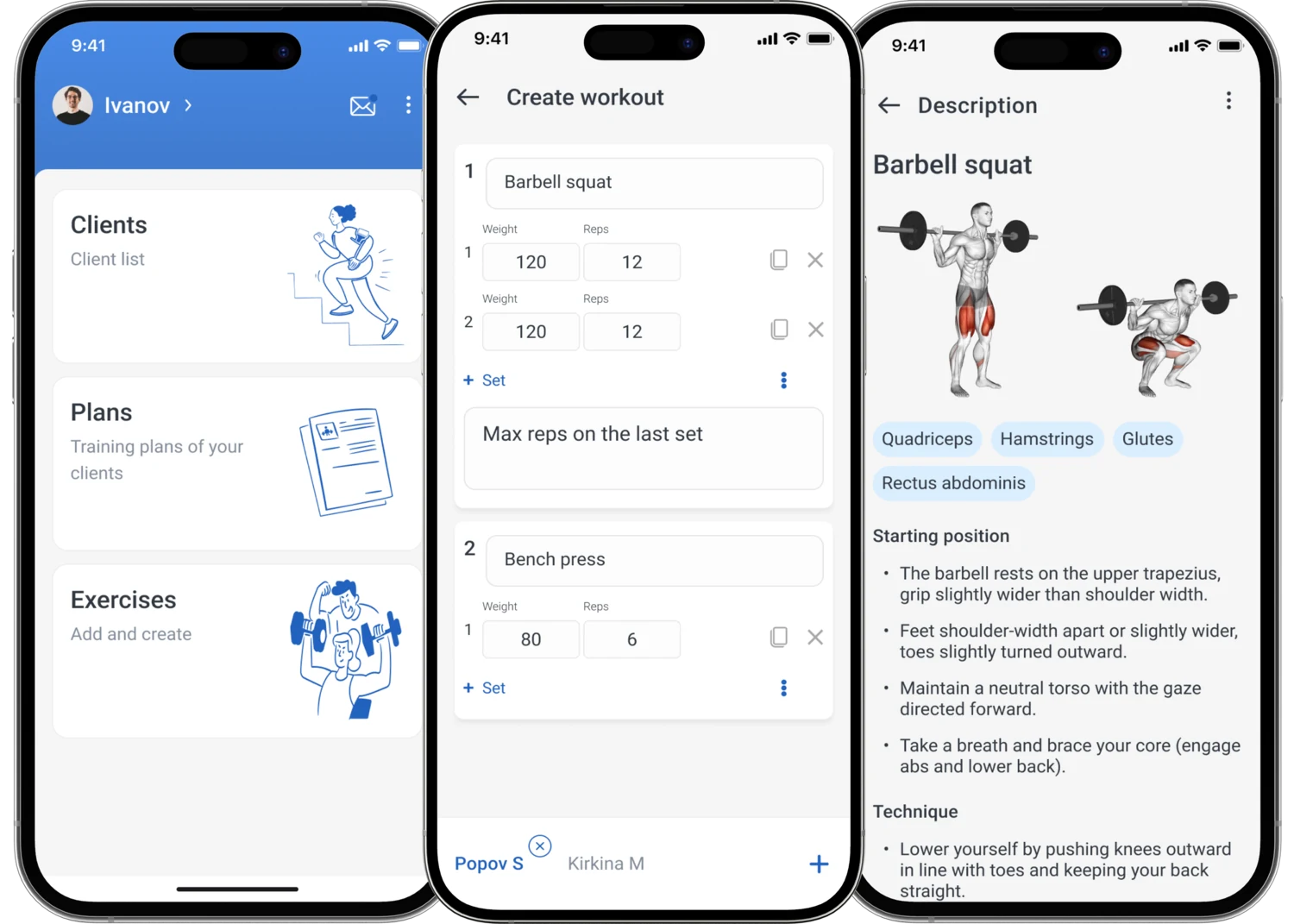 Three Trainistry app screens